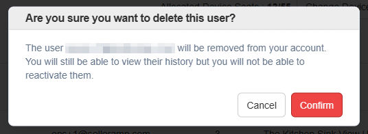 User Deletion prompt