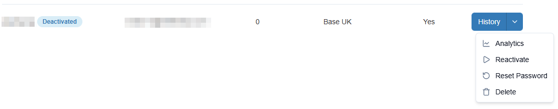 Deactivated User options