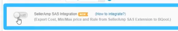 BQool Settings window showing the SellerAmp SAS integration