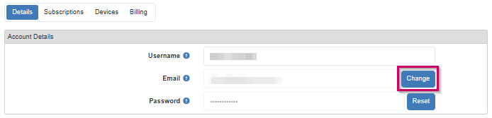 SellerAmp Account page showing email change button