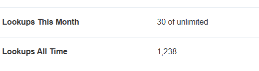 Lookup count for month and all-time usage in SellerAmp SAS's Subscription section of the Account page