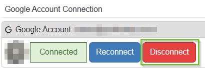 Disconnect button for Google account setup in SellerAmp SAS
