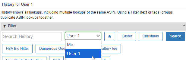 Accessing a user's history on the History page